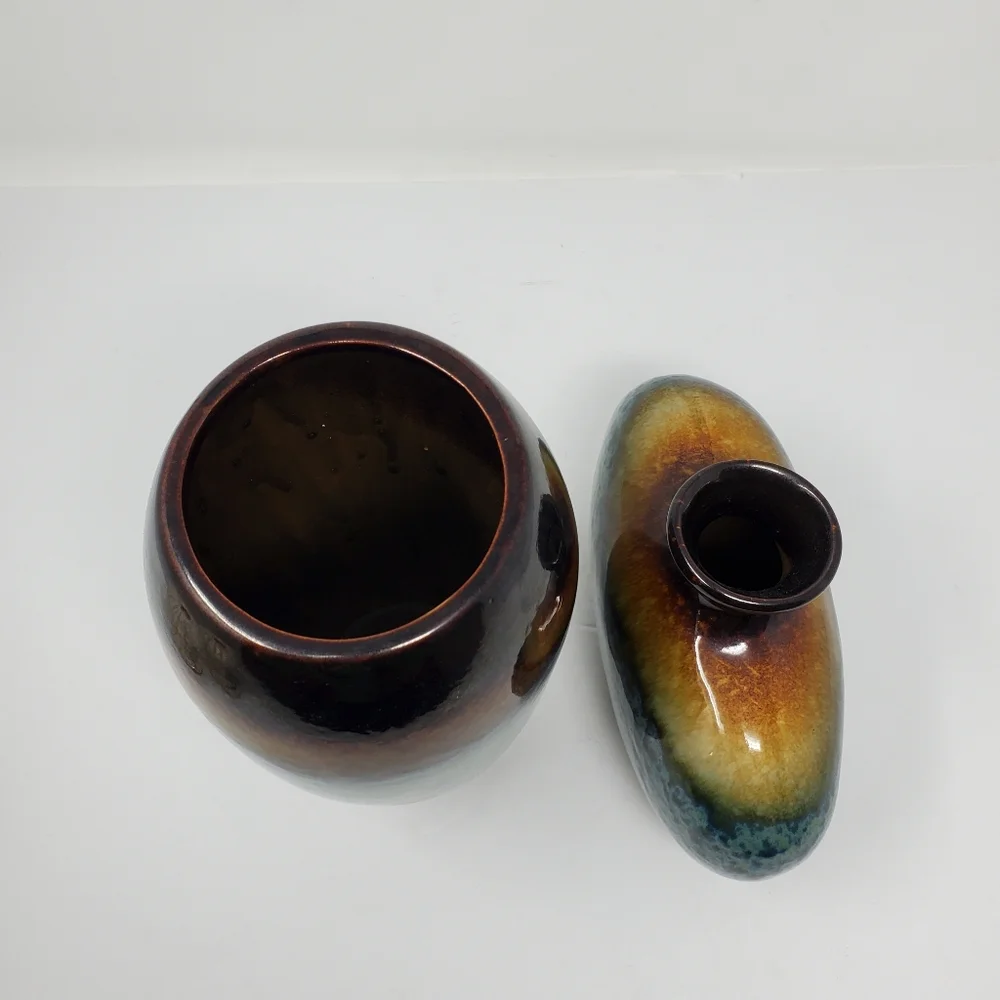 Ceramic glazed pottery set of 2 ombre med